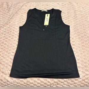 ViVI Black Ribbed Tank Top